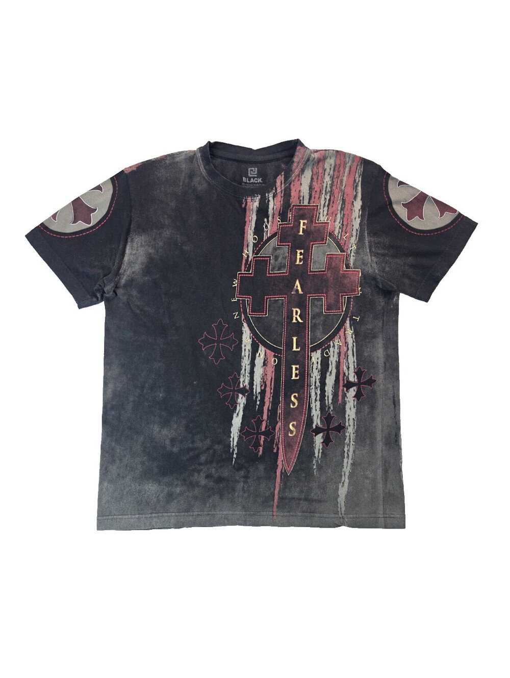 Xzavier Black Y2K Cross Graphic Affliction Style T Shirt Mens Size Medium M